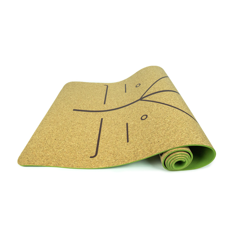 Ecological cork TPE yoga mat with heat transfer printing