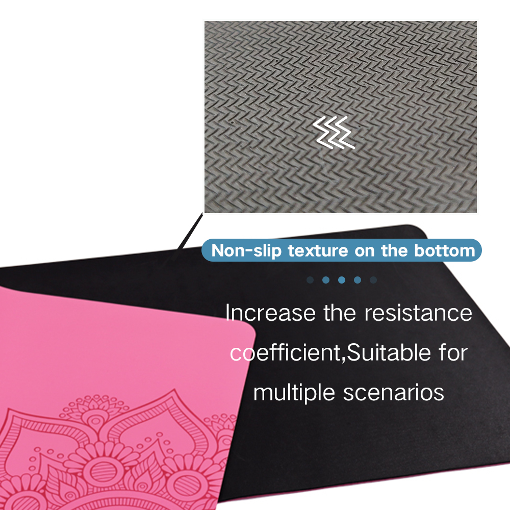 Customized lady pink PU sustainable natural rubber yoga mat with UV printing