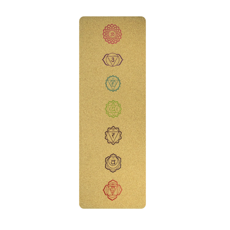 Ecological cork TPE yoga mat with heat transfer printing