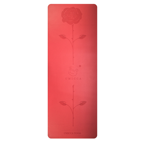 Hot selling red PU sustainable natural rubber yoga mat with laser engraving