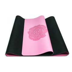 Hot selling lady pink PU sustainable natural rubber yoga mat with laser engraving