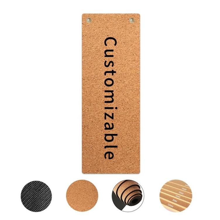 Customized Eco-friendly cork natural rubber yoga mat with heat transfer printing
