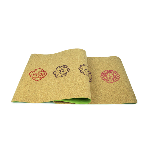 Ecological cork TPE yoga mat with heat transfer printing