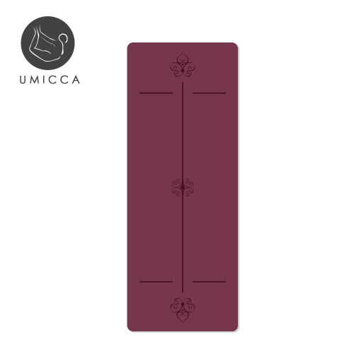 Deep purple PU sustainable natural rubber yoga mat with laser engraving