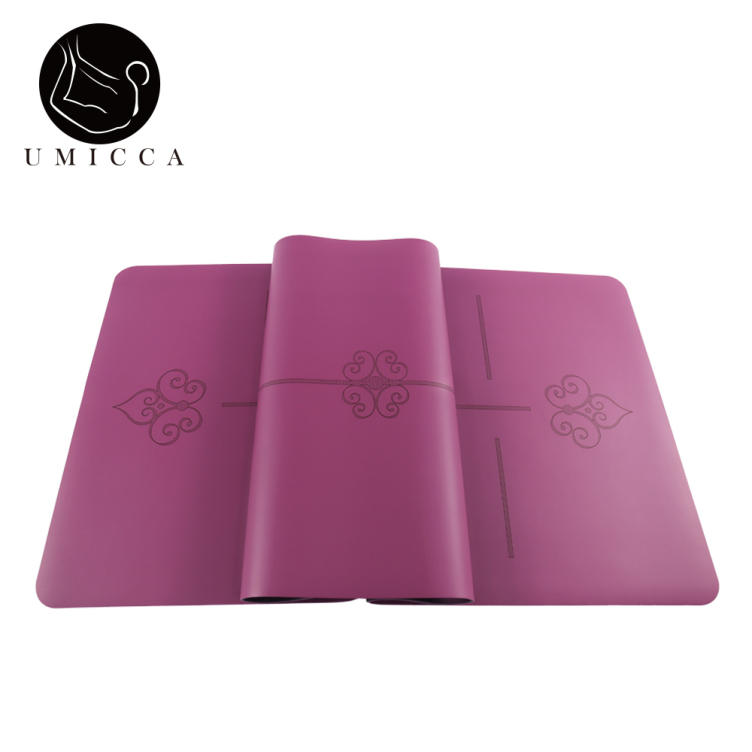 Deep purple PU sustainable natural rubber yoga mat with laser engraving