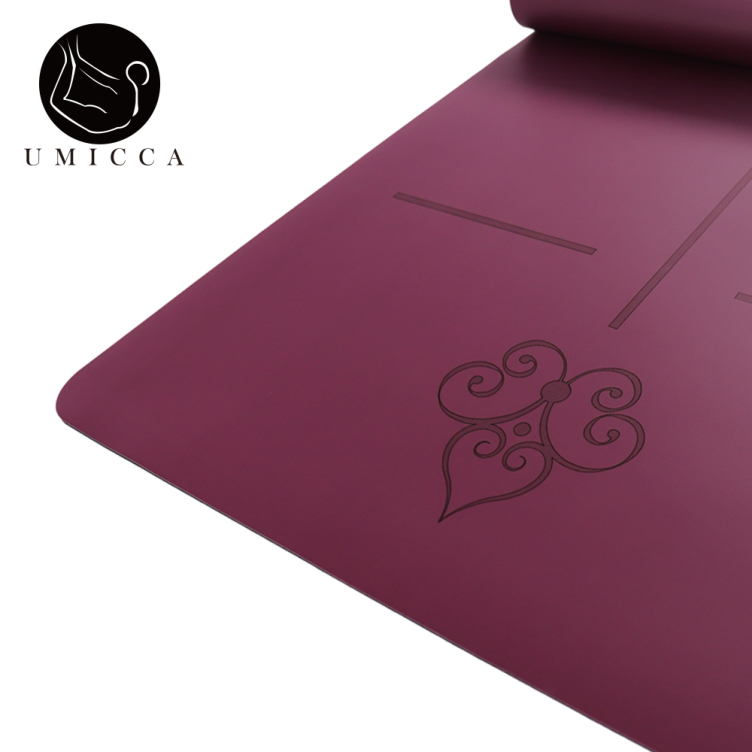 Deep purple PU sustainable natural rubber yoga mat with laser engraving
