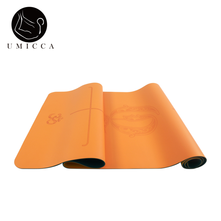 Orange PU sustainable natural rubber yoga mat with laser engraving