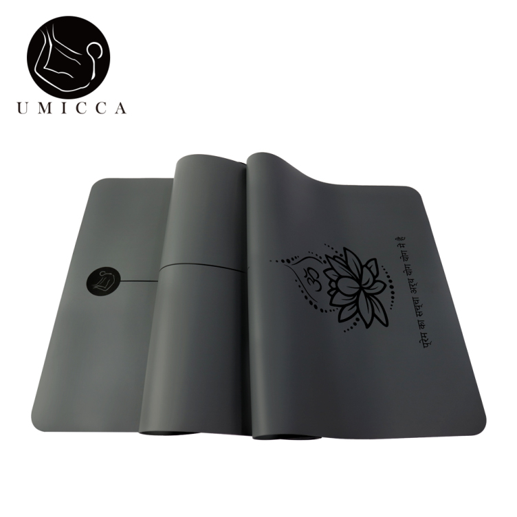 Grey PU sustainable natural rubber yoga mat with laser engraving