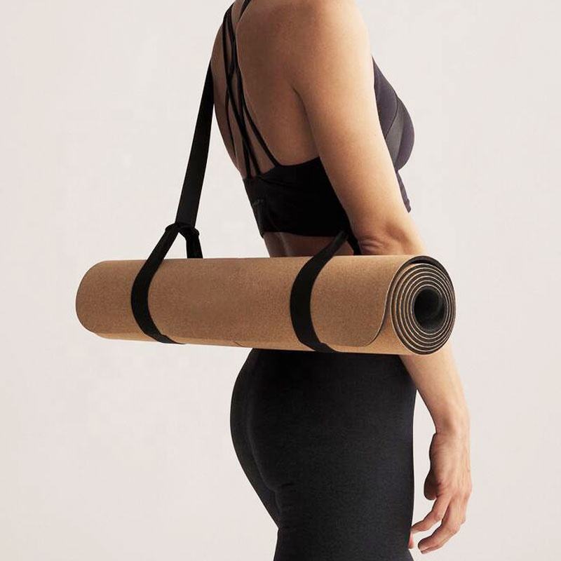 Eco-friendly cork natural rubber yoga mat with heat transfer printing