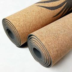 Eco-friendly cork natural rubber yoga mat with heat transfer printing