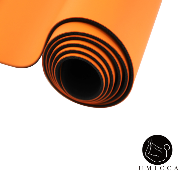 Orange PU sustainable natural rubber yoga mat with laser engraving