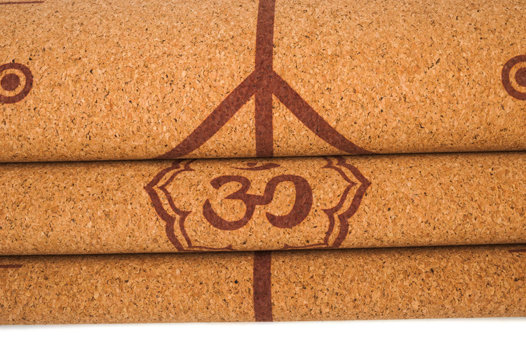 Customized eco-friendly cork natural rubber yoga mat with heat trasfer printing