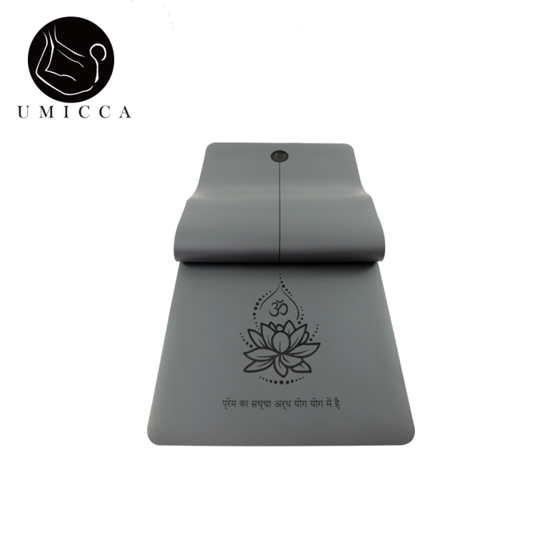 Grey PU sustainable natural rubber yoga mat with laser engraving