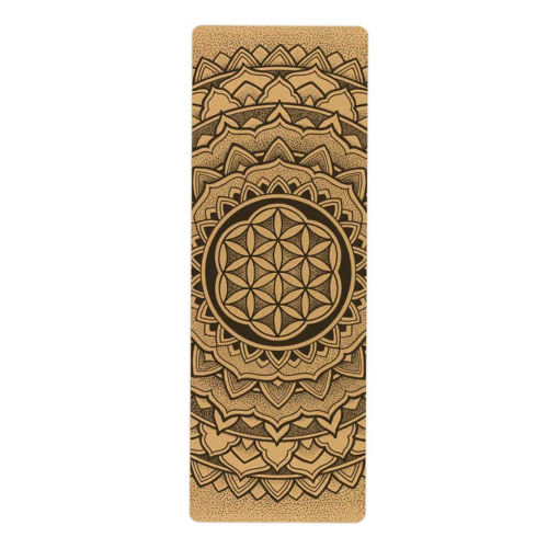 Customized Eco-friendly cork natural rubber yoga mat with heat trasfer printing