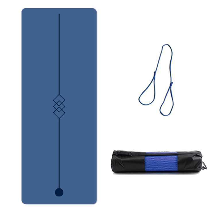 Hot selling blue PU sustainable natural rubber yoga mat with laser engraving