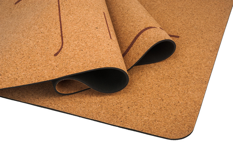 Customized eco-friendly cork natural rubber yoga mat with heat trasfer printing