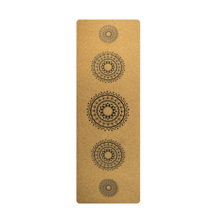 Ecological cork TPE yoga mat with heat transfer printing