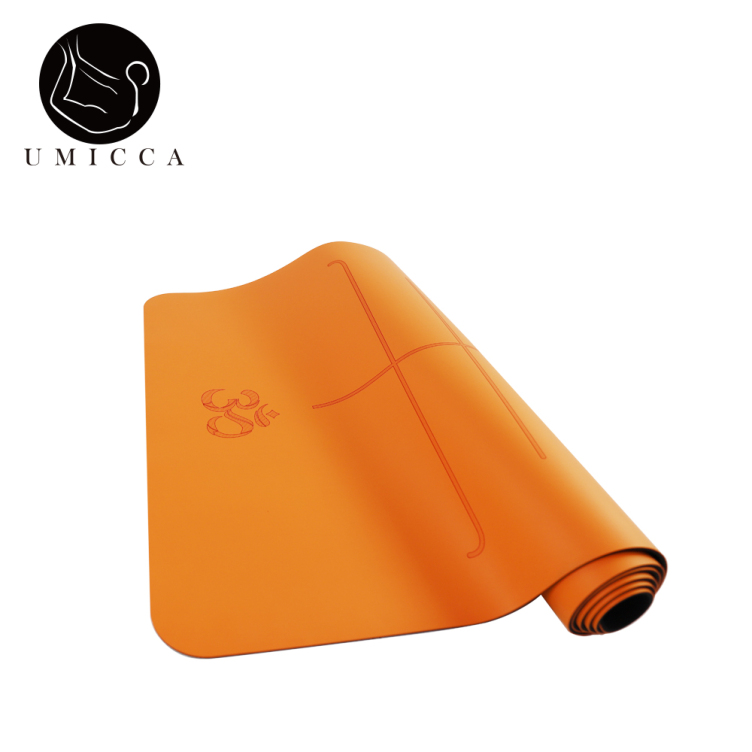 Orange PU sustainable natural rubber yoga mat with laser engraving