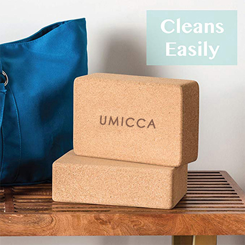 UMICCA Yoga Cork and Recycled Foam Blocks Lightweight, Firm, Non Slip