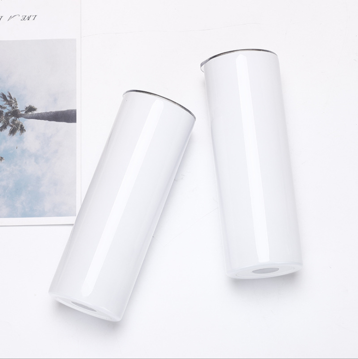 USA Warehouse 30OZ Sublimation Blanks Stainless Steel Skinny Water Bottles Sublimation Straight Tumblers with Straw
