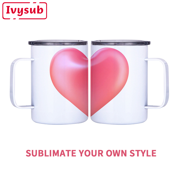 USA Warehouse Mug Wholesale 12oz Custom Insulated Stainless Steel White Sublimation Coffee Mug with Handle