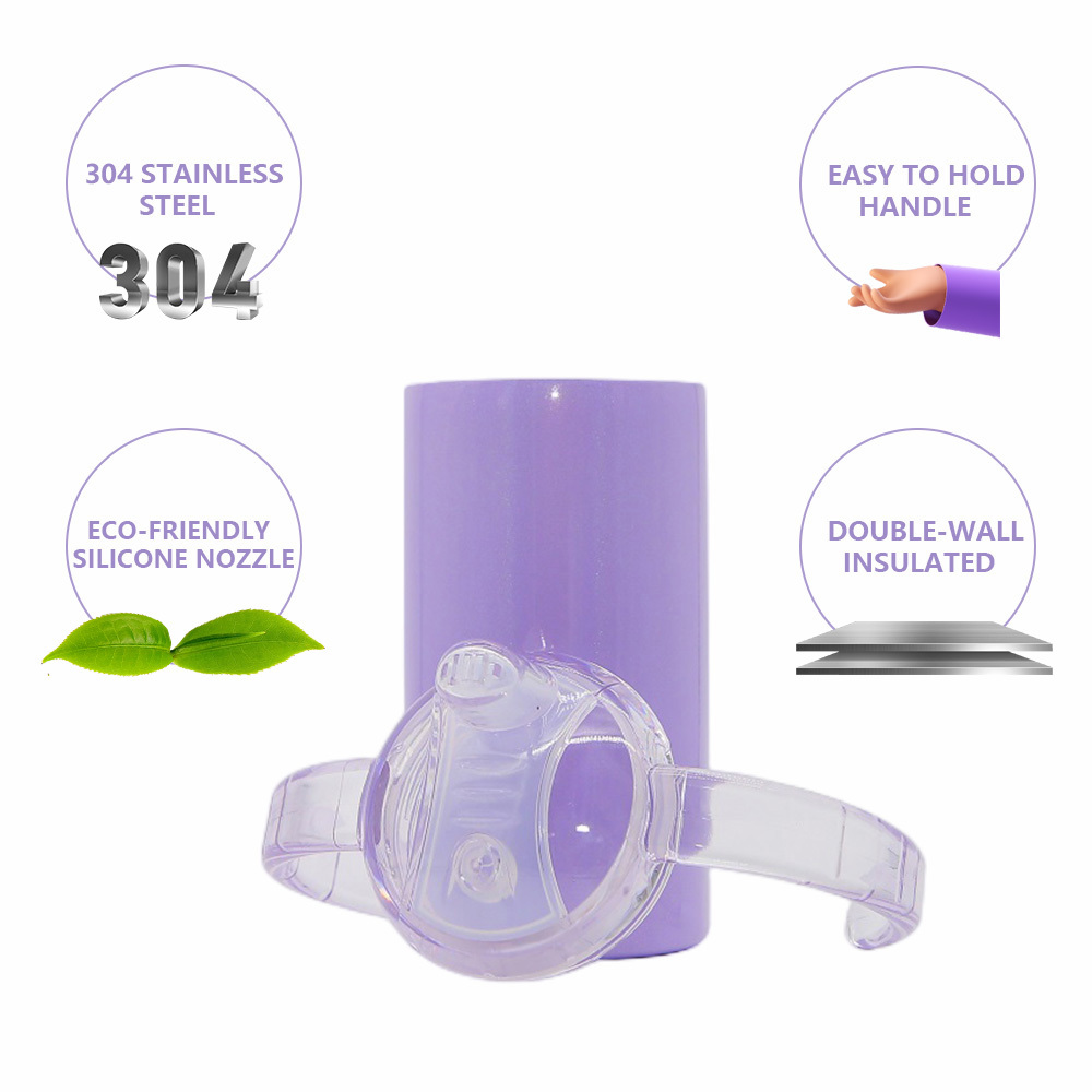 12oz Kids Double Wall Stainless Steel Pacifier Sippy Cup Insulated Sublimation Blank Kids Sippy Cup