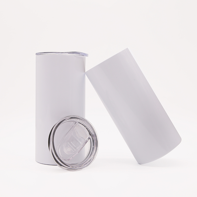 15OZ Sublimation Blanks Double Wall Stainless Steel Skinny Water Bottles Sublimation Straight Tumblers with Straw
