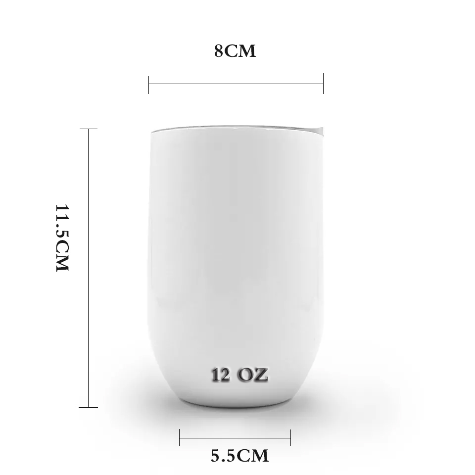 12oz double wall stainless steel egg shape mug Christmas Gifts Insulated Sublimation Blanks Wine Tumbler