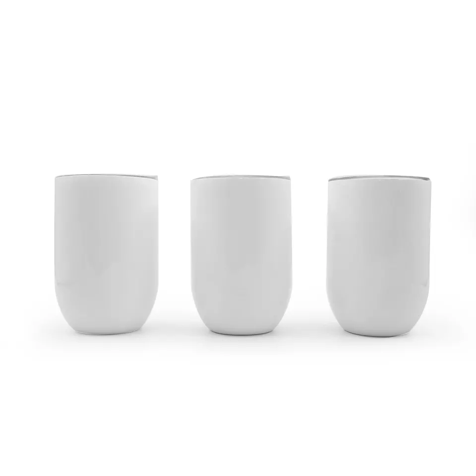 12oz double wall stainless steel egg shape mug Christmas Gifts Insulated Sublimation Blanks Wine Tumbler