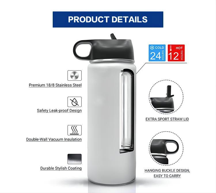 USA Warehouse 18oz 22oz 32oz straight 304 Stainless steel Vacuum Insulated sport bottle sublimation