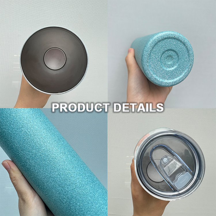 20oz textured rough glitter stainless steel shimmer sublimation blank straight tumbler with straw