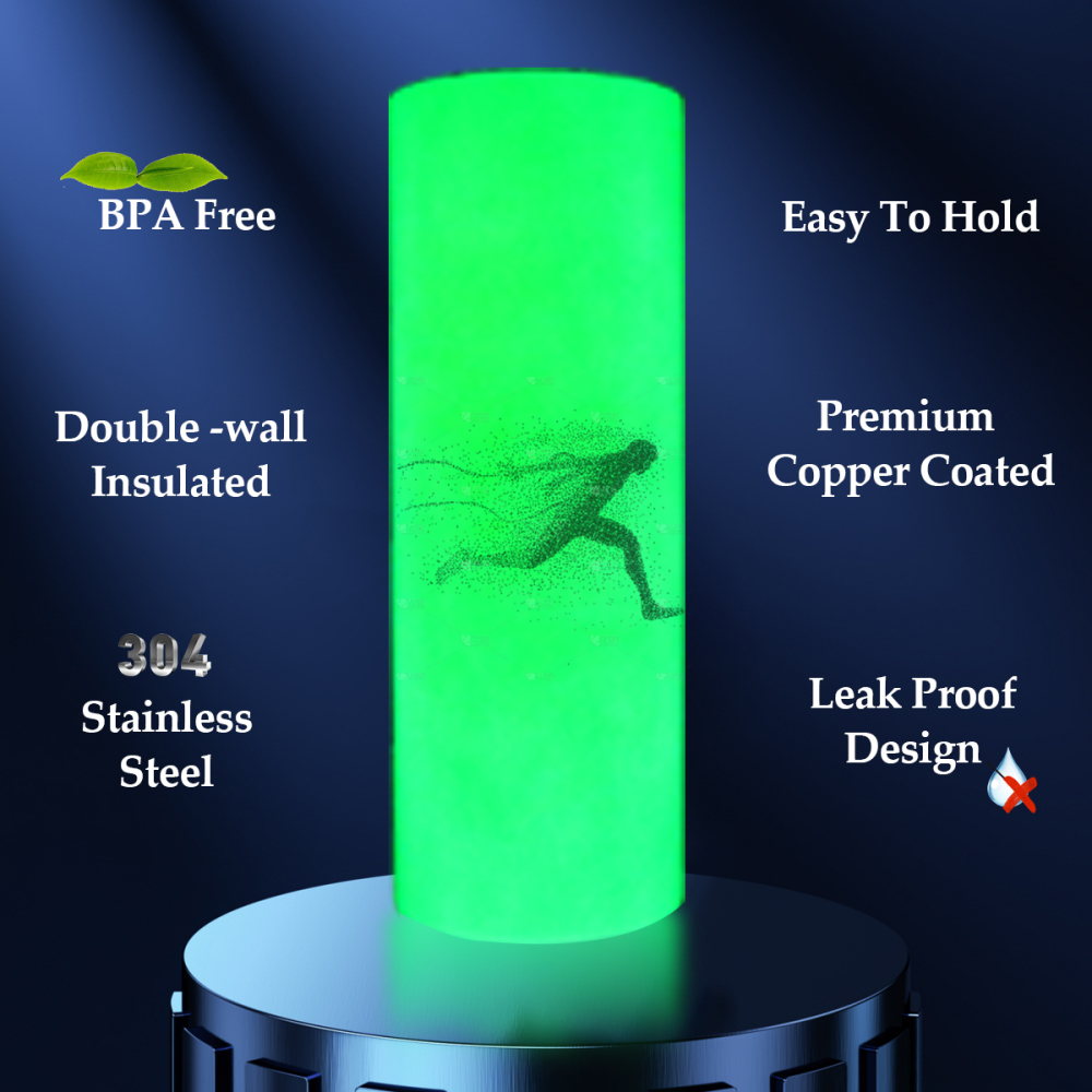 White Sublimation Stainless Steel Glow Green Blue In The Dark 20 Oz Double Wall Insulated Tumblers Straight