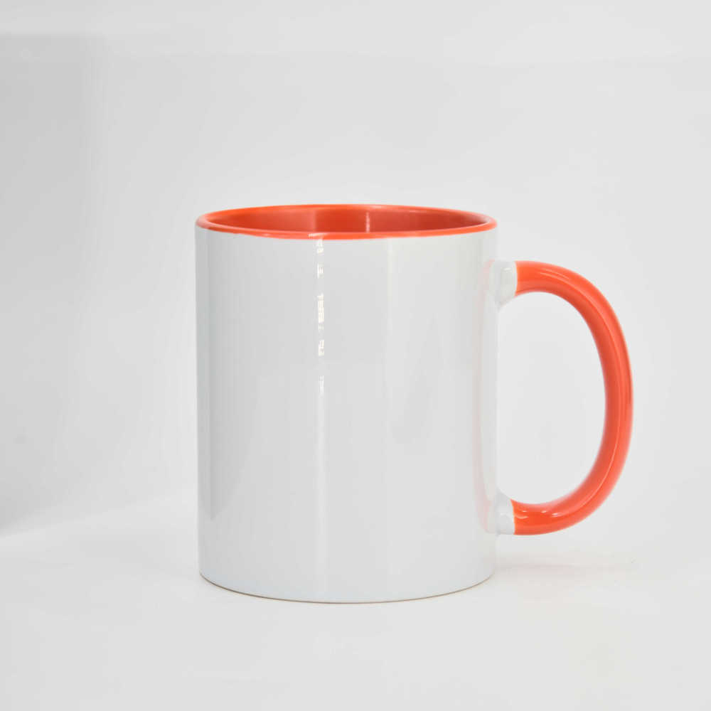 11oz Sublimation heart shaped handle colorful Bone China ceramic cup customization logo printing mugs