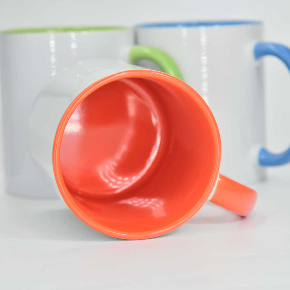11oz Sublimation heart shaped handle colorful Bone China ceramic cup customization logo printing mugs