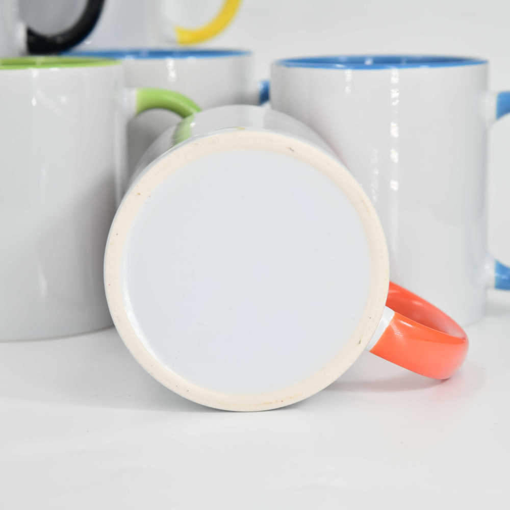 11oz Sublimation heart shaped handle colorful Bone China ceramic cup customization logo printing mugs