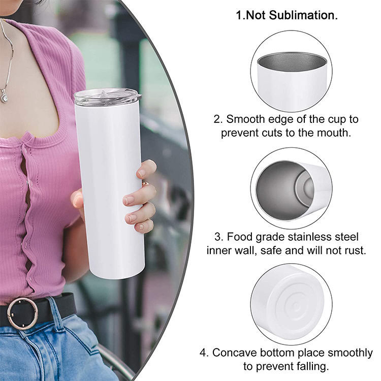 USA Warehouse 30OZ Sublimation Blanks Stainless Steel Skinny Water Bottles Sublimation Straight Tumblers with Straw