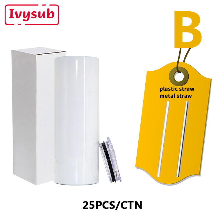 USA Warehouse 30OZ Sublimation Blanks Stainless Steel Skinny Water Bottles Sublimation Straight Tumblers with Straw