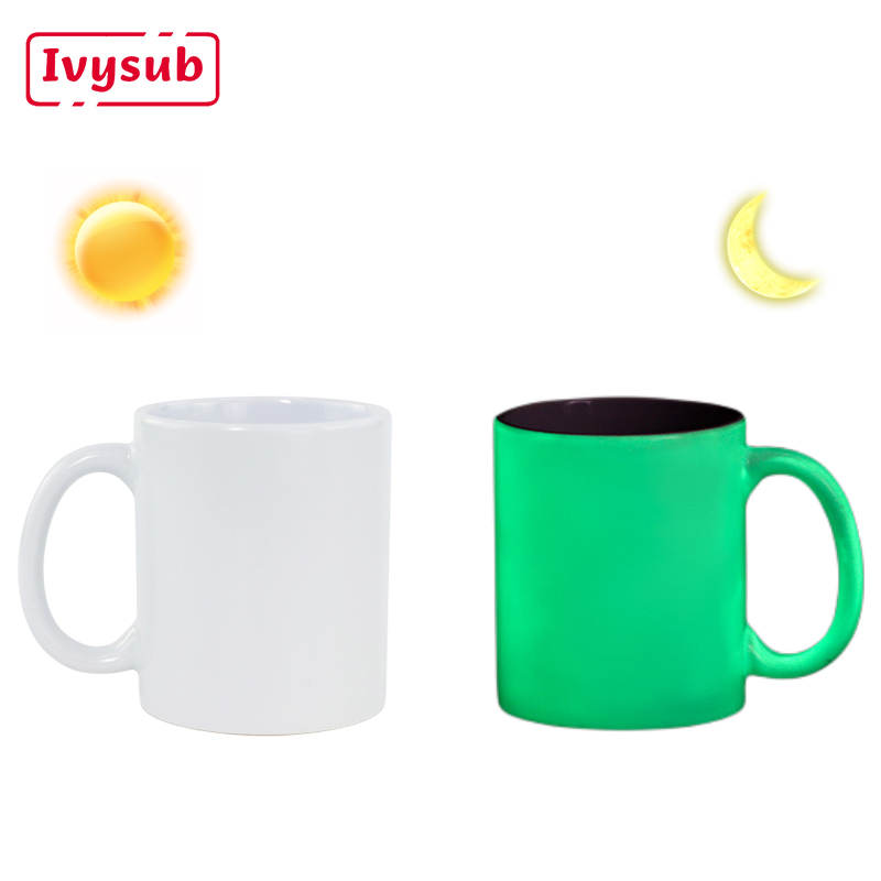 Customized 11oz Glow in Dark Ceramic Mugs Colorful Sublimation Ceramic Milk Mug Customization Logo Printing
