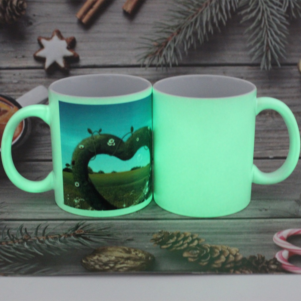 Customized 11oz Glow in Dark Ceramic Mugs Colorful Sublimation Ceramic Milk Mug Customization Logo Printing