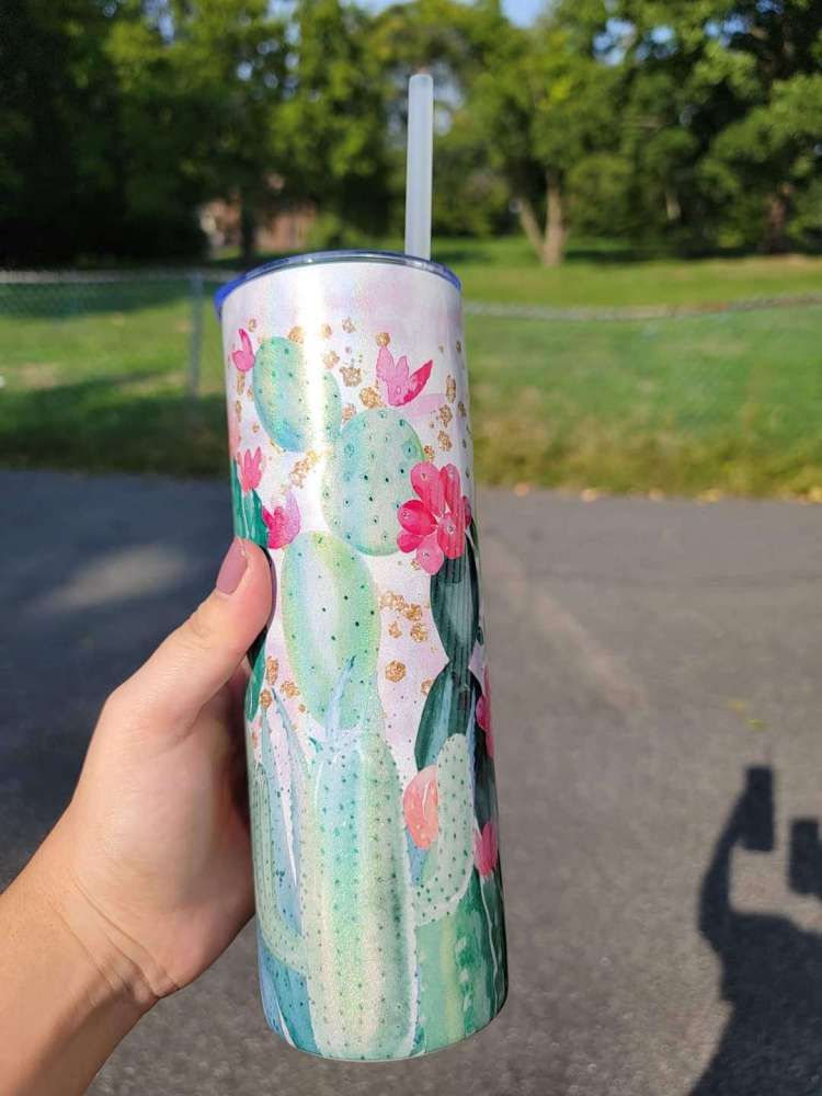 Colorful Sublimation Stainless Steel Glitter 20 Oz Double Wall Insulated Tumblers Straight