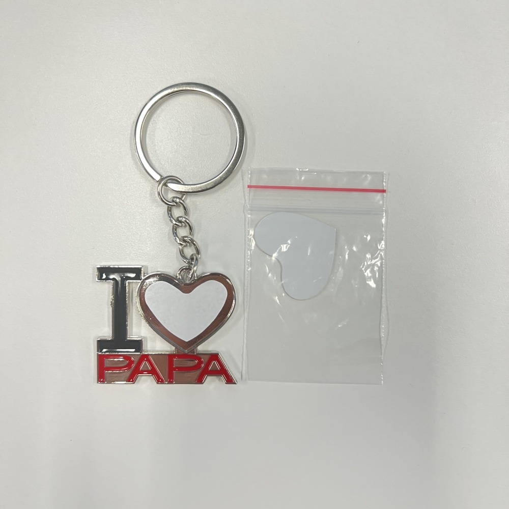 Custom Mother's Day Gifts Keychain Sublimation I LOVE MAMA I LOVE PAPA Metal Photo Keychain