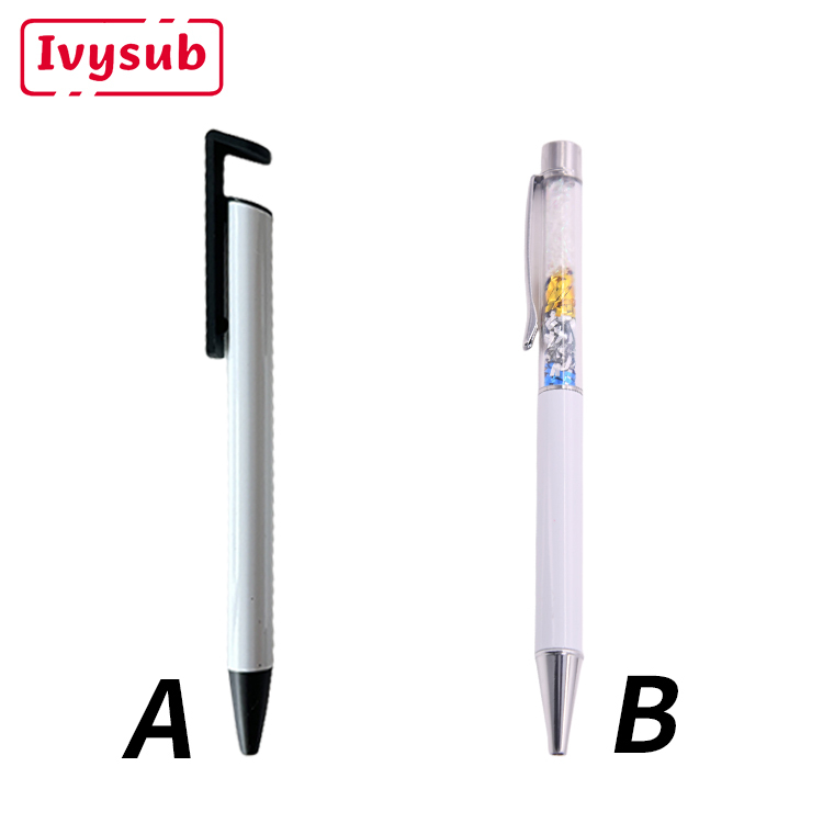 Black Ink DIY Promotional customized gifts Pens White Sublimation Blanks DIY Heat Transfer Clip Ballpoint pen