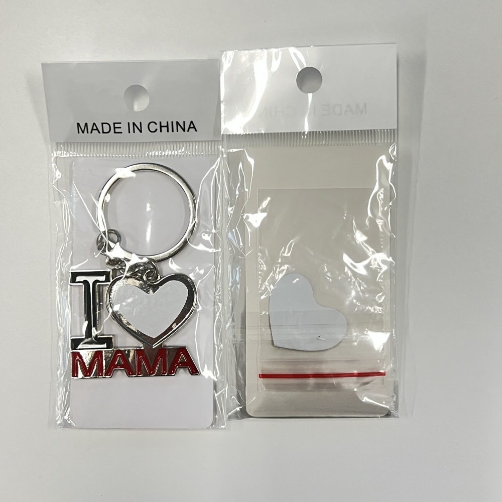 Custom Mother's Day Gifts Keychain Sublimation I LOVE MAMA I LOVE PAPA Metal Photo Keychain