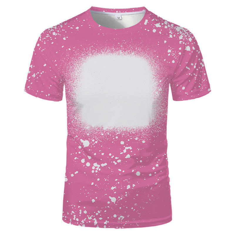 Wholesale blank men's bleached t shirt polyester custom logo bleached faux sublimation printing unisex tshirt for Heat Transfer