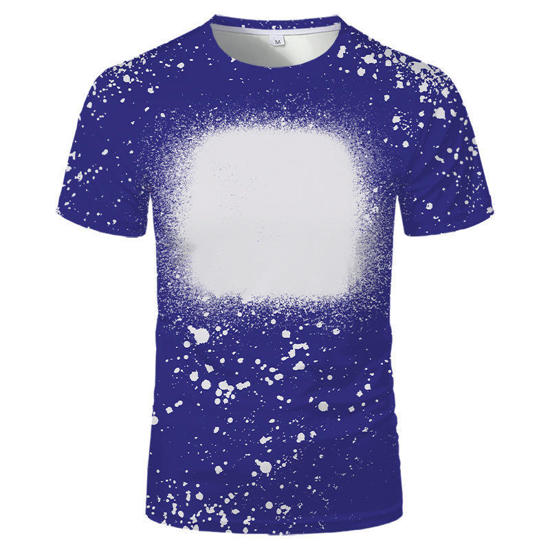 Wholesale blank men's bleached t shirt polyester custom logo bleached faux sublimation printing unisex tshirt for Heat Transfer