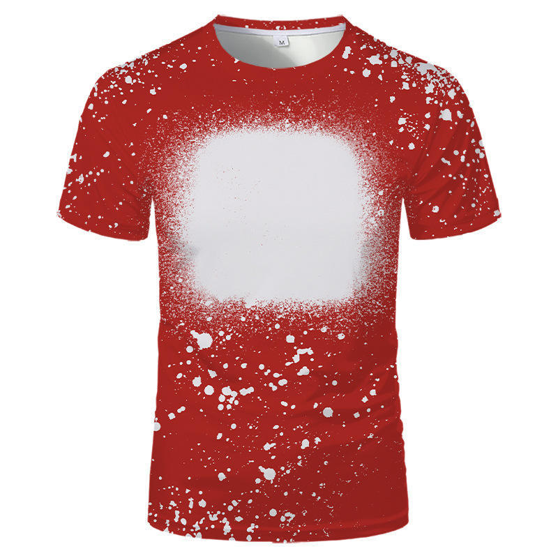 Wholesale blank men's bleached t shirt polyester custom logo bleached faux sublimation printing unisex tshirt for Heat Transfer