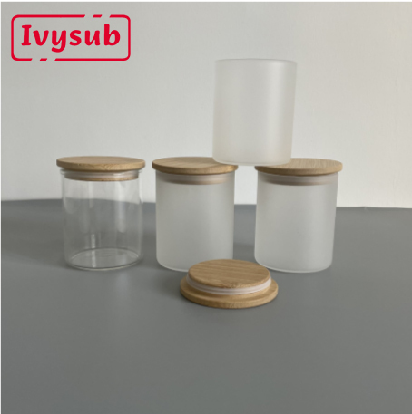 9oz custom empty candle jars with lids in bulk custom printing logo frosted sublimation glass candle container