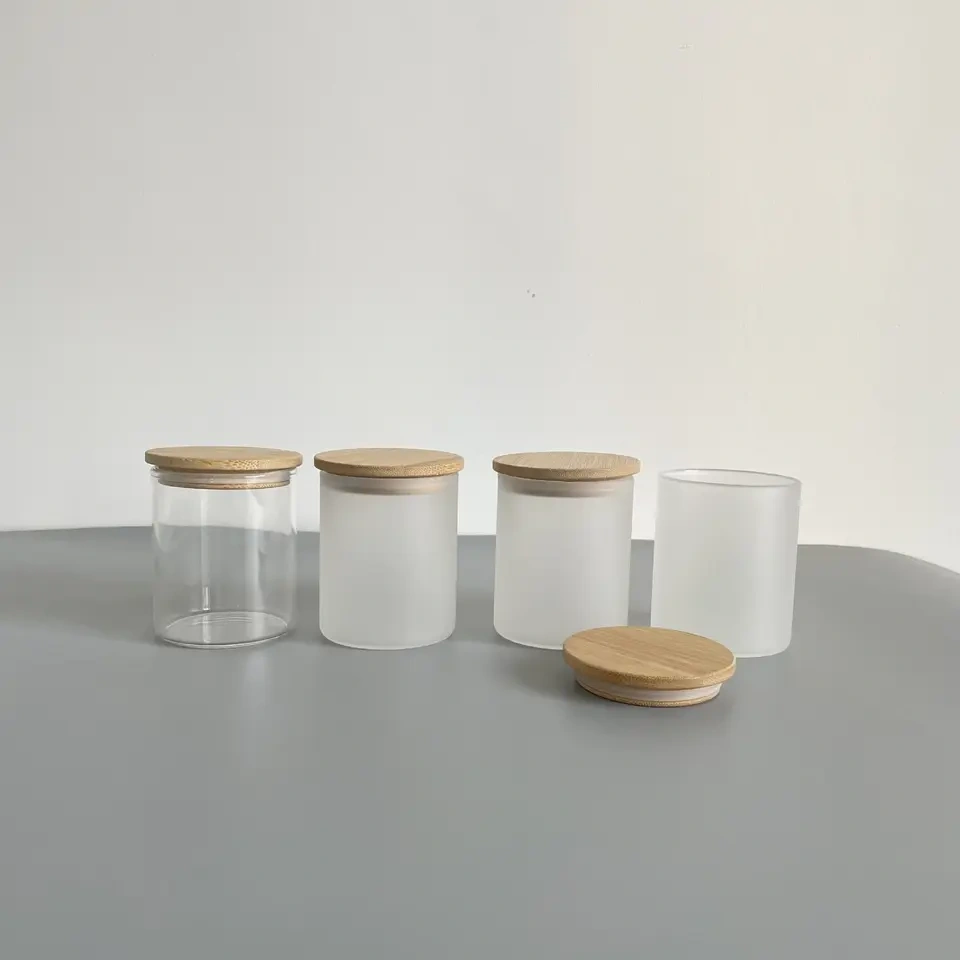 9oz custom empty candle jars with lids in bulk custom printing logo frosted sublimation glass candle container