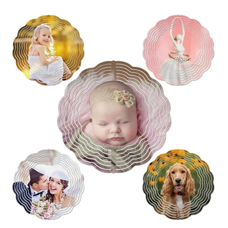 New Design double sided printing DIY white metal plain sublimation blank Aluminum wind spinner color