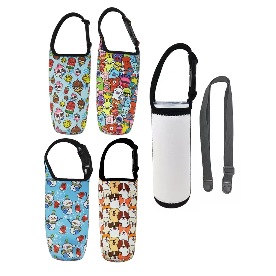 Popular Straight Water Bottle Sleeve Neoprene 20 oz Skinny Tumbler Holder with Handle